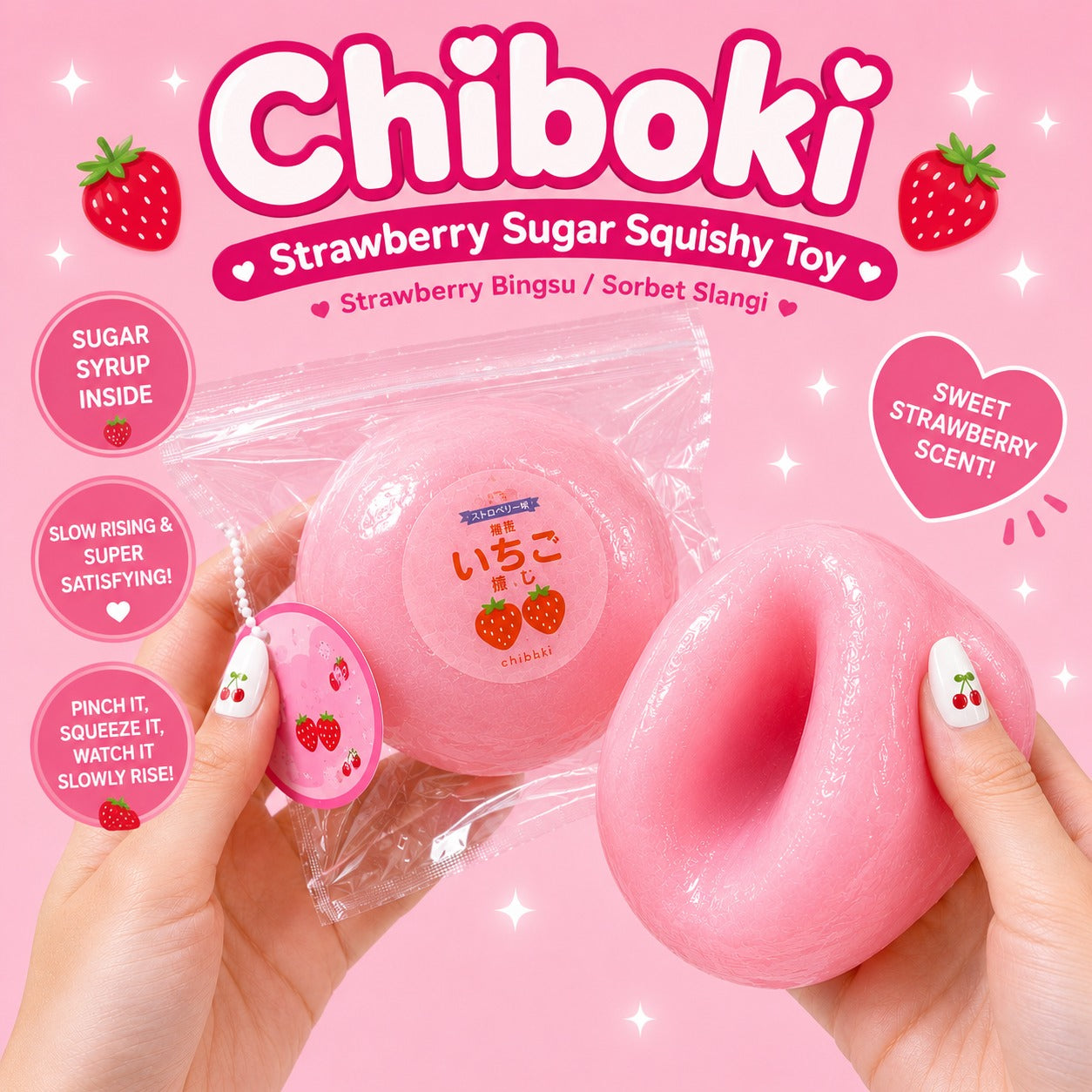 Chiboki Original Strawberry Sugar Squishy 🍓💕